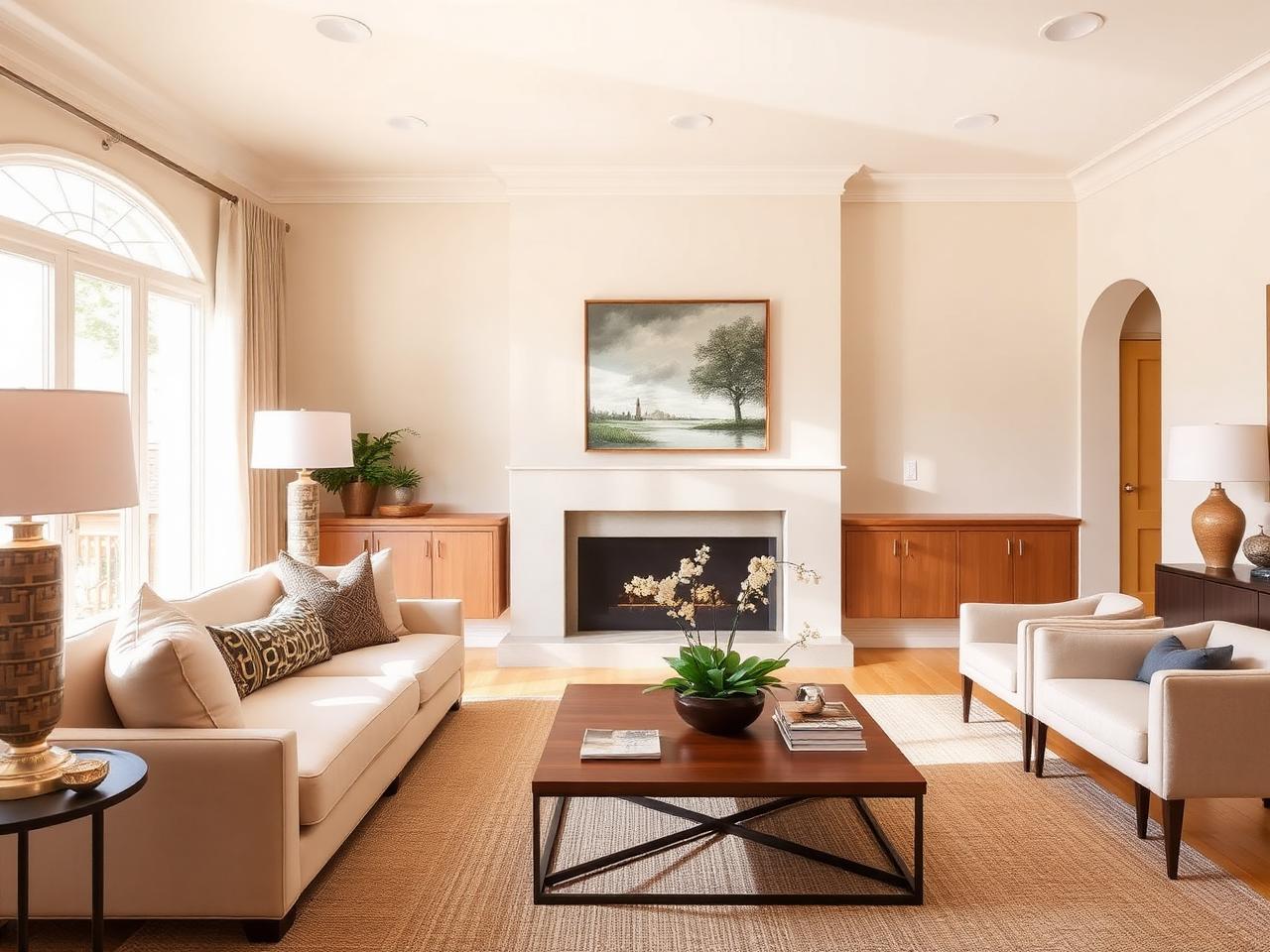 Re-staged Irvine living room prepared for the relaunch