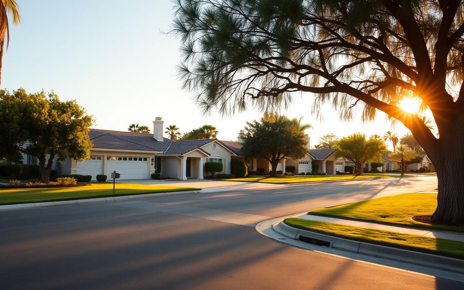 Established Fountain Valley residential street with single-story homes, wide driveways and mature trees